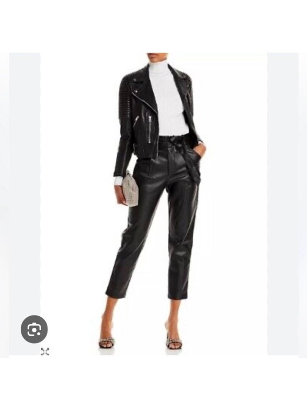 FRANCESCAS Black Vegan Leather Paperbag Pants Size Small NEW NWT